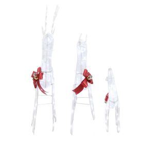 3pcs 54*20*122cm 30.00V 3.60W Family Elk White Iron Frame Cotton Thread Green Onion Powder Courtyard Elk Decoration
