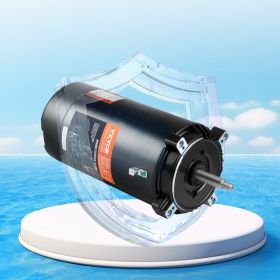 1.5 H P Pool Pump Motor, 56J Frame, 115V 13.6 Amps 230V 6.8 Amps 3450 RPM, 60Hz, 1.3 Service Factor, 90uF 250V Capacitor, CCW Rotation Round Flan (Option: BLACK)