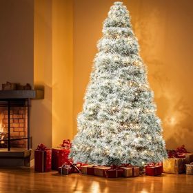 Pre-lit Artificial Christmas Tree, Prelighted Green Artificial Hinged Spruce Xmas Tree With 347 Branch Tips, 120 Incandescent Lights (Option: Seven point five foot flocking)