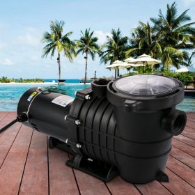 Swimming Pool Pump 1HP, Dual Voltage 110V 220V, 5544GPH, Powerful Pump For Above Ground Pool Water Circulation, With Strainer Basket, 2pcs 1-1/2' (Option: BLACK)