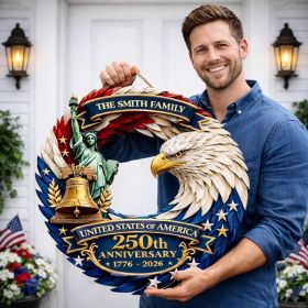 1 pc 250th anniversary of American independence, bald eagle commemorative wooden plaque, home porch decoration, wooden hanging board (Color: 2, size: 30*30*0.5cm)