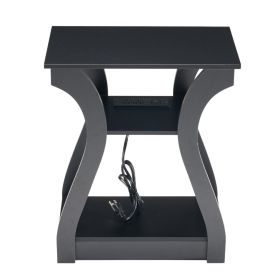 3-Tier Nightstand with Charging Station, Modern Bedside Table with USB Ports And Outlets, Slim End Table for Bedroom, Small Apartment, Dorm Room (Color: Black/1P)